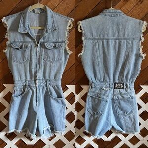 D’Mode Classix Vintage cutoff denim zip up romper size 7